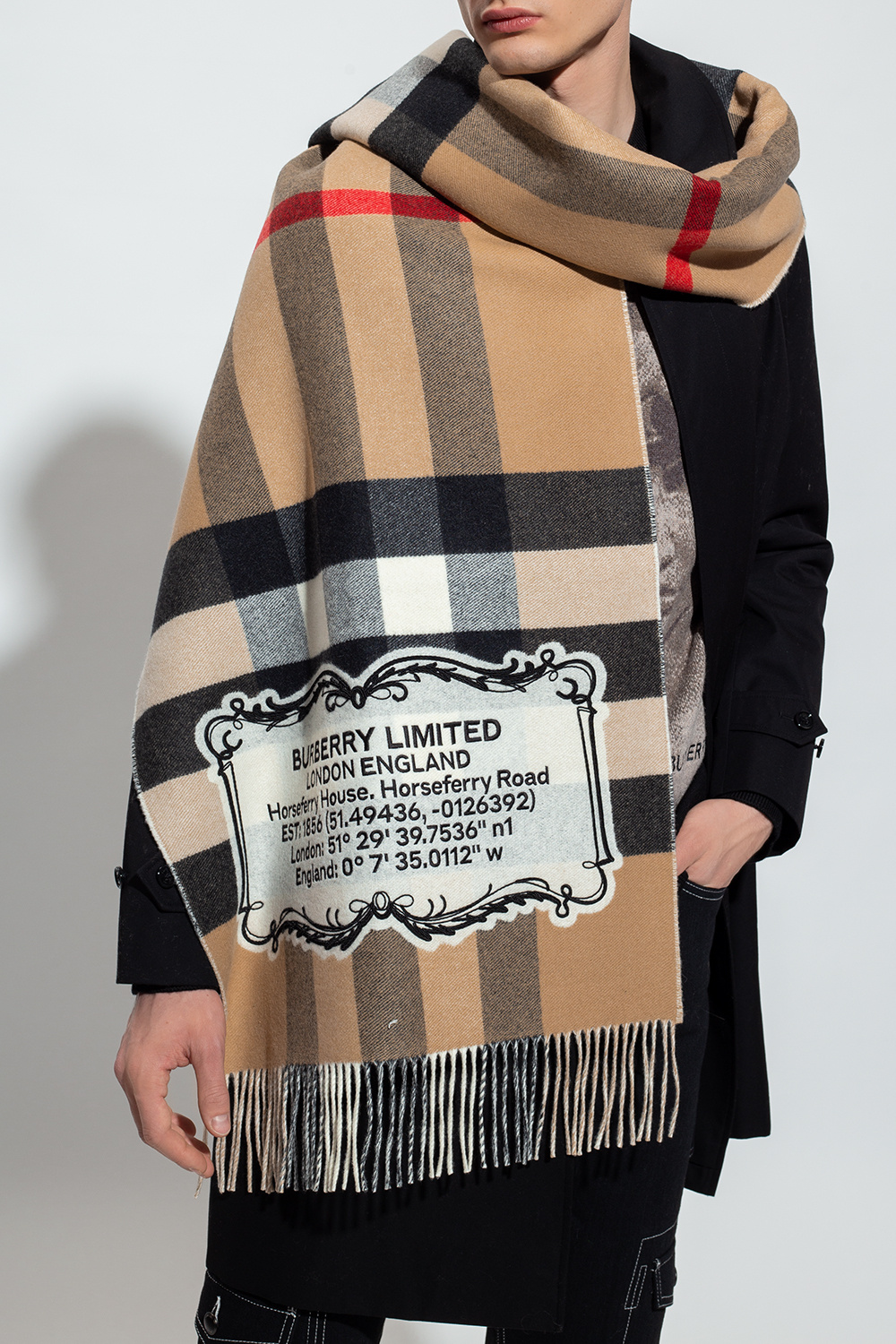 burberry fall 2020 runway lfw IetpShops AS Beige Cashmere scarf Burberry